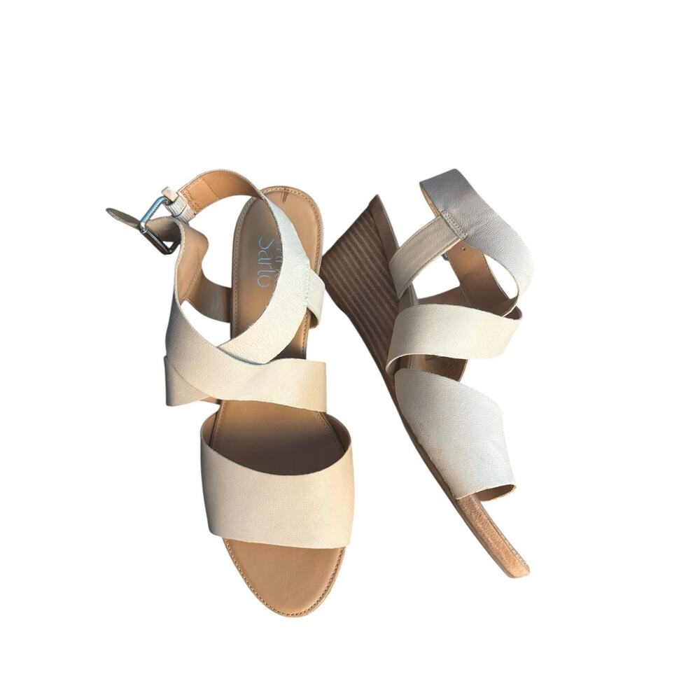 Franco Sarto Danelle size 9.5 Beige Sandals Leather Wedge